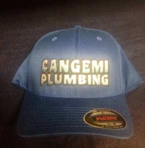 Synergy Print Design produced these embroidered hats for Cangemi Plumbing